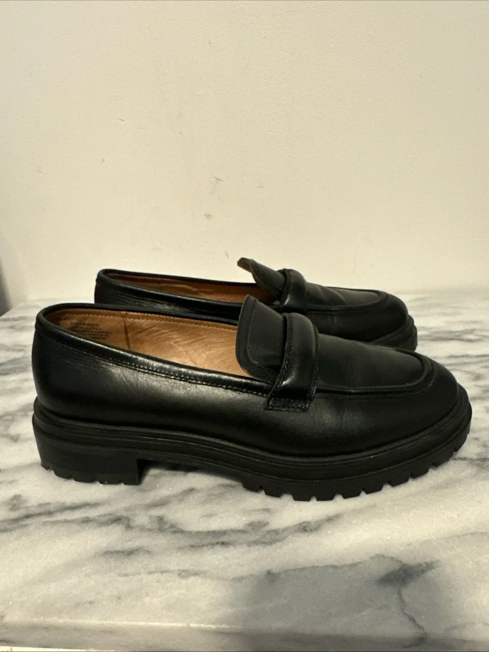 Madewell Classic Black Leather Penny Loafers for women
